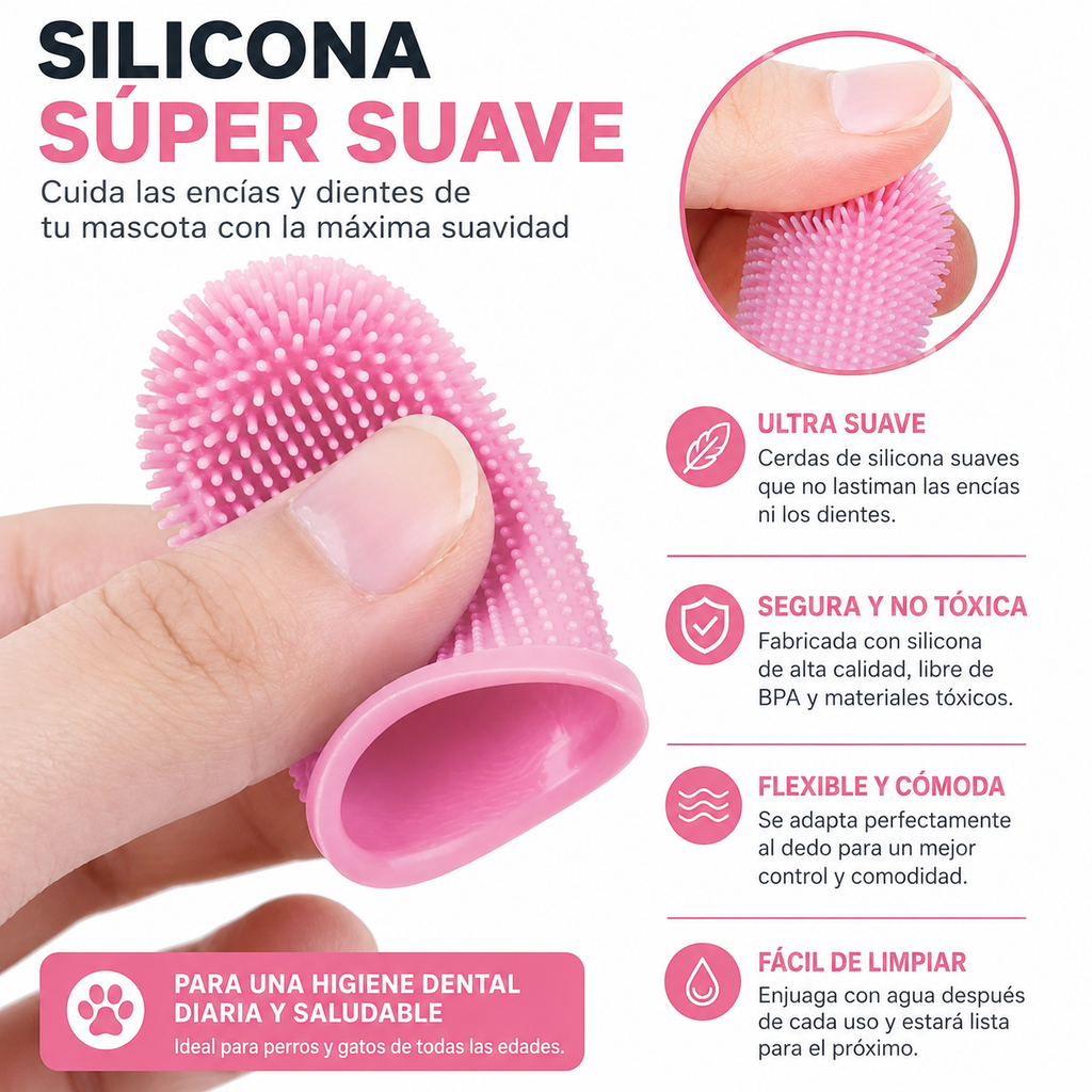 Cepillo Dental de Silicona para Dedo 🐶🦷